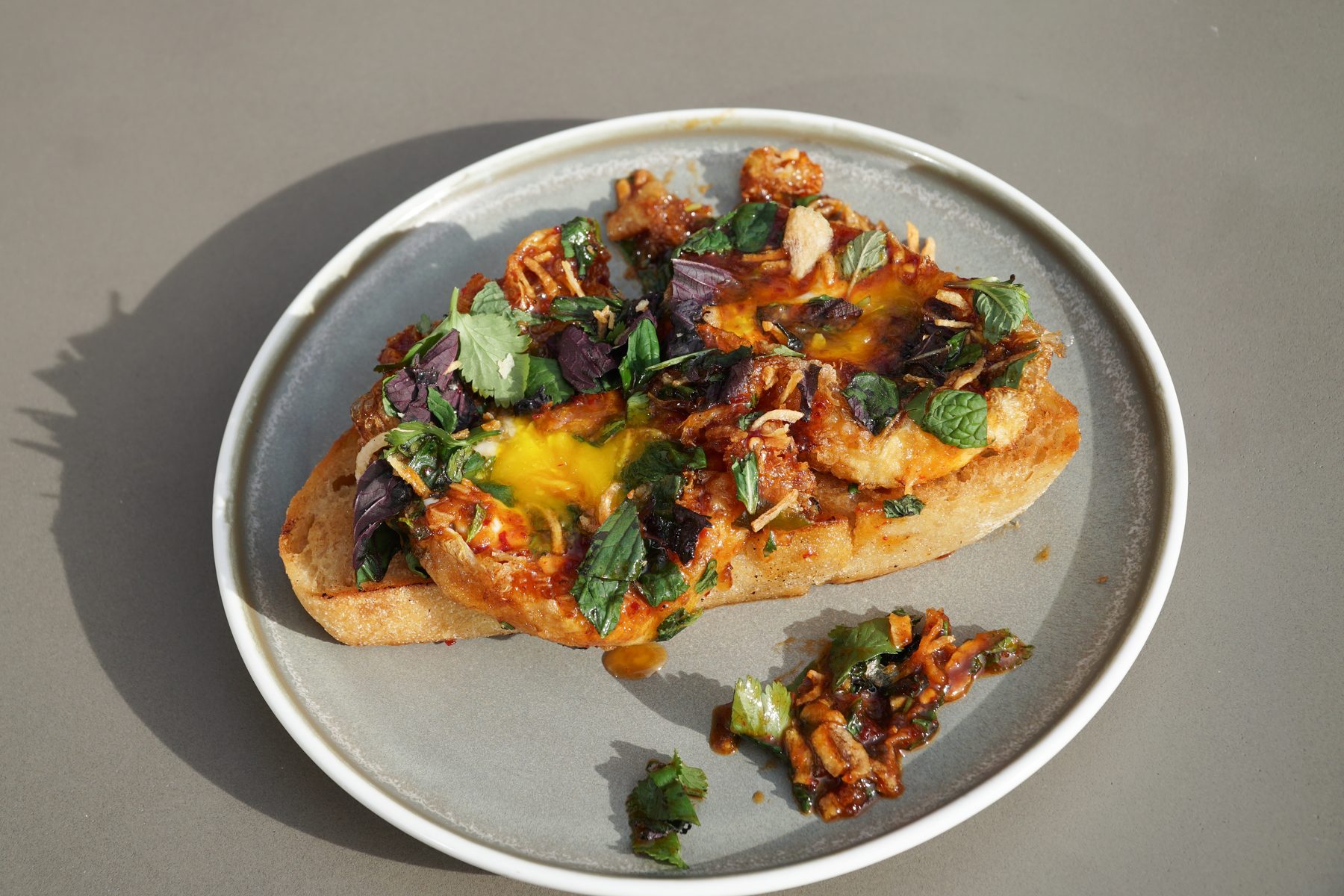 Burmese chili crisp toast