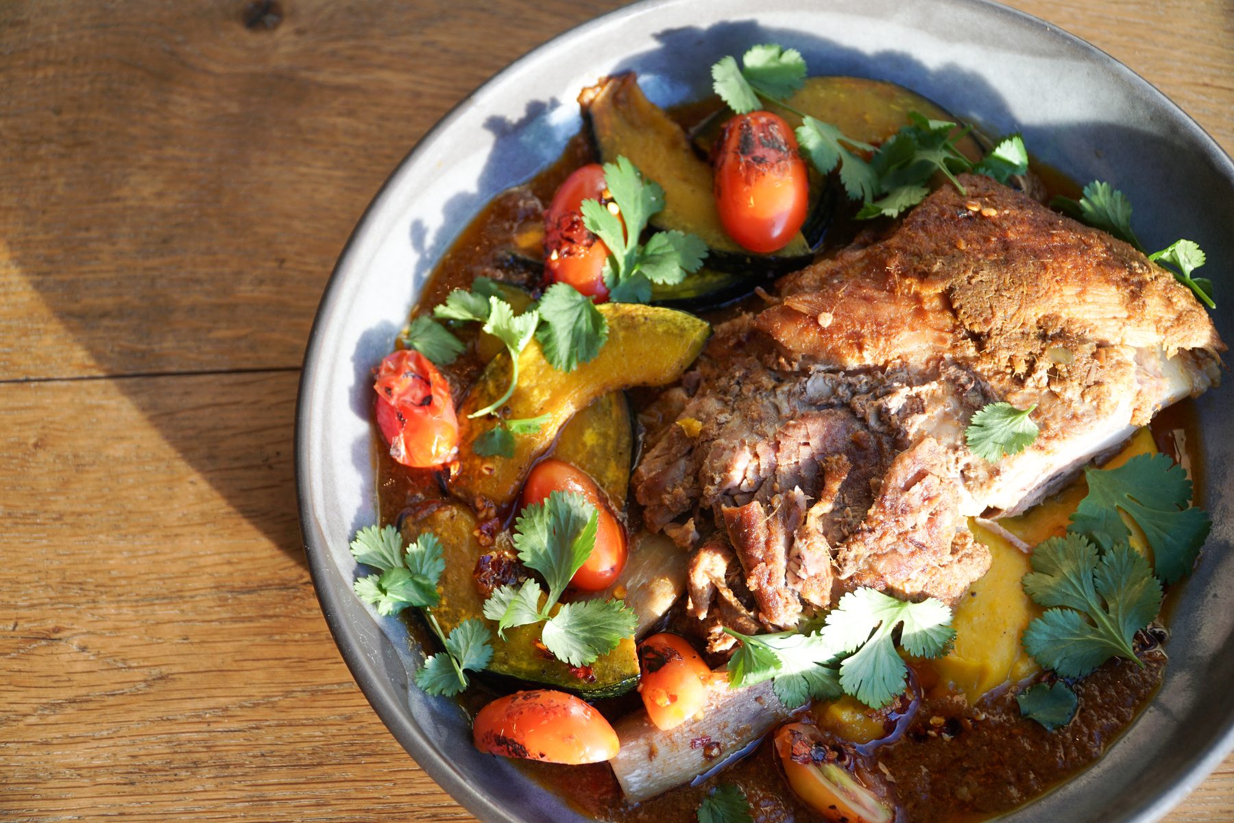 Slow-roasted chicken curry