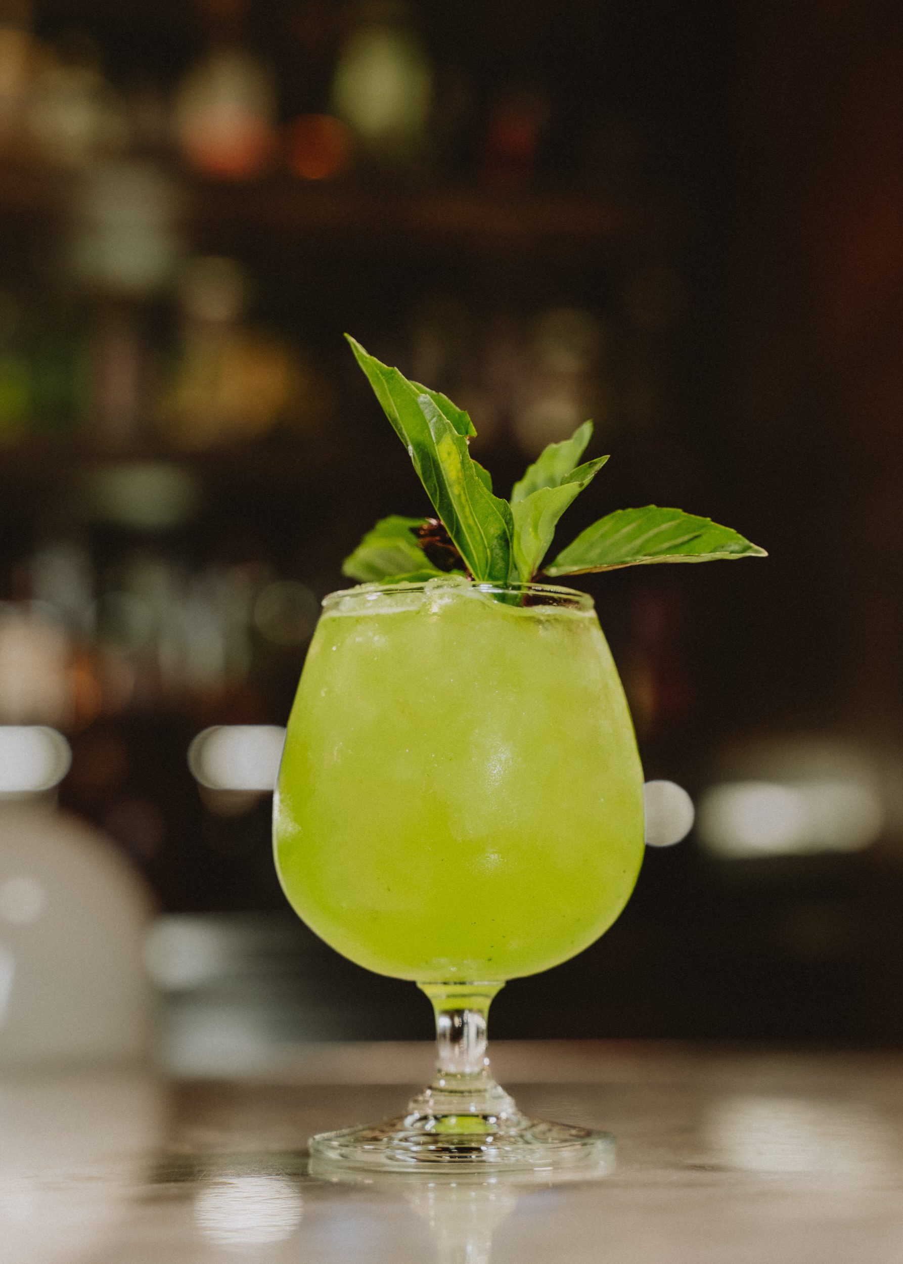 Basil cocktail at the bar