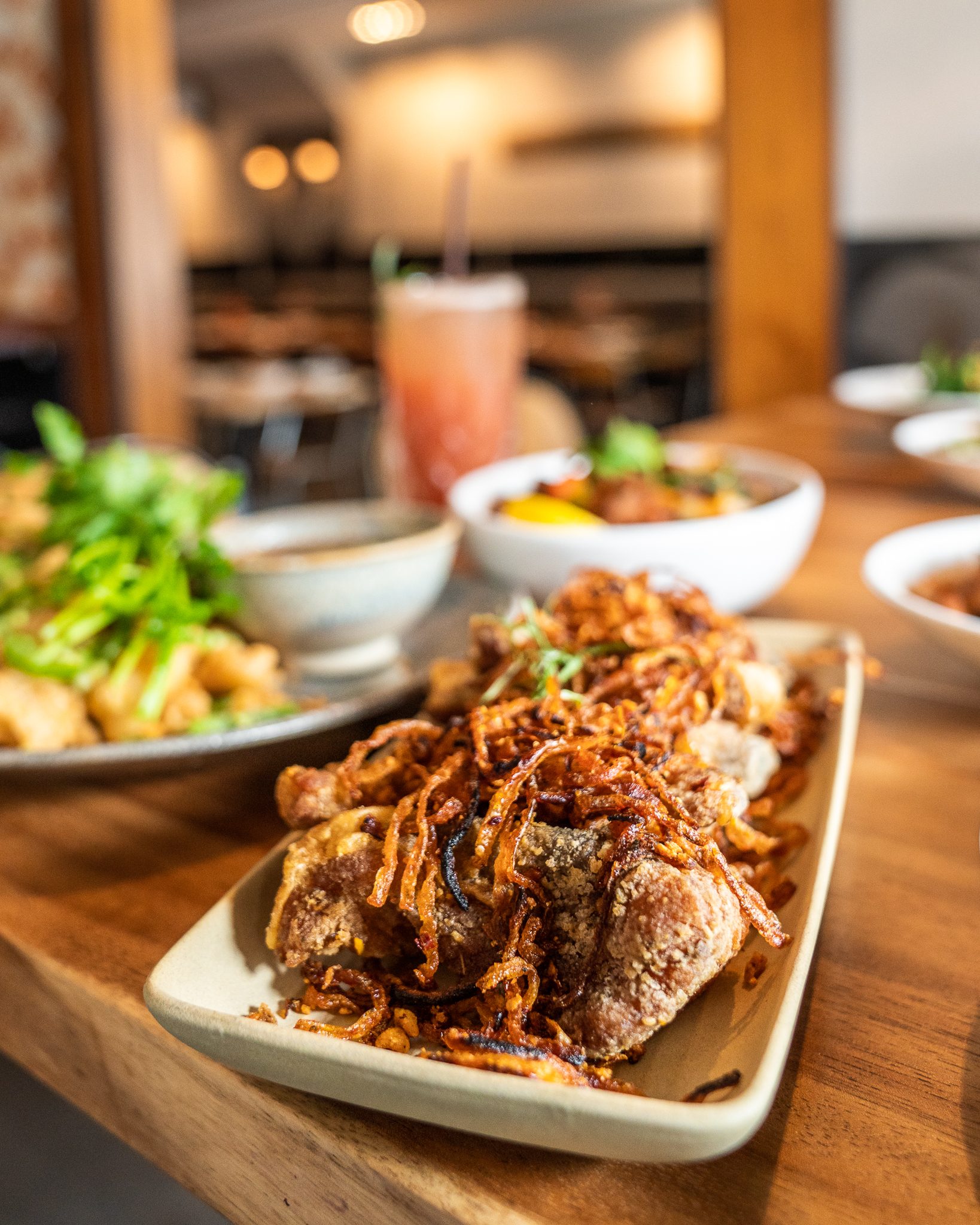 Crispy pork with shallots