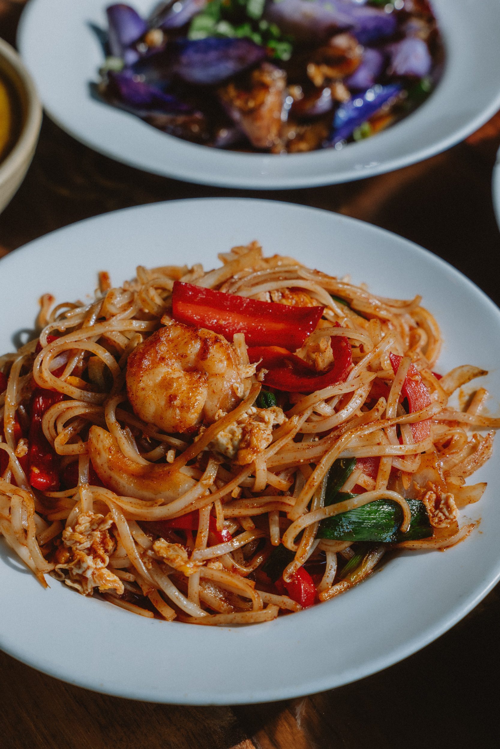 Drunken noodles with shrimp